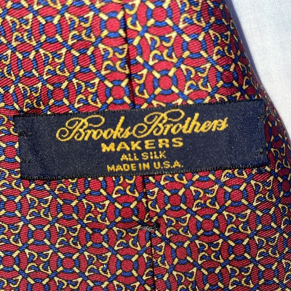 Brooks Brothers Makers Men’s Dress Tie Size 56” Red Geometric Business Formal